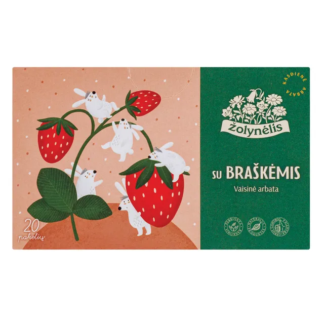 Vaisinė arbata su braškėmis ŽOLYNĖLIS, 20 x 2 g