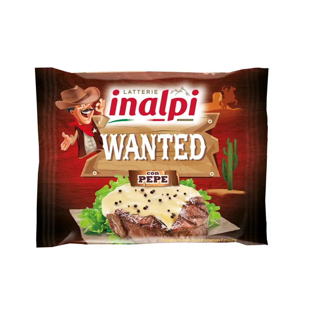 Плавленый сыр с нарезкой перца WANTED INALPI, 39% жира, 150 г