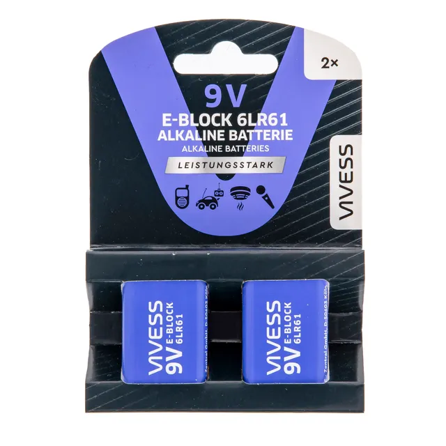 Elementai VIVESS 9V 6LR61, 9V, 2 vnt