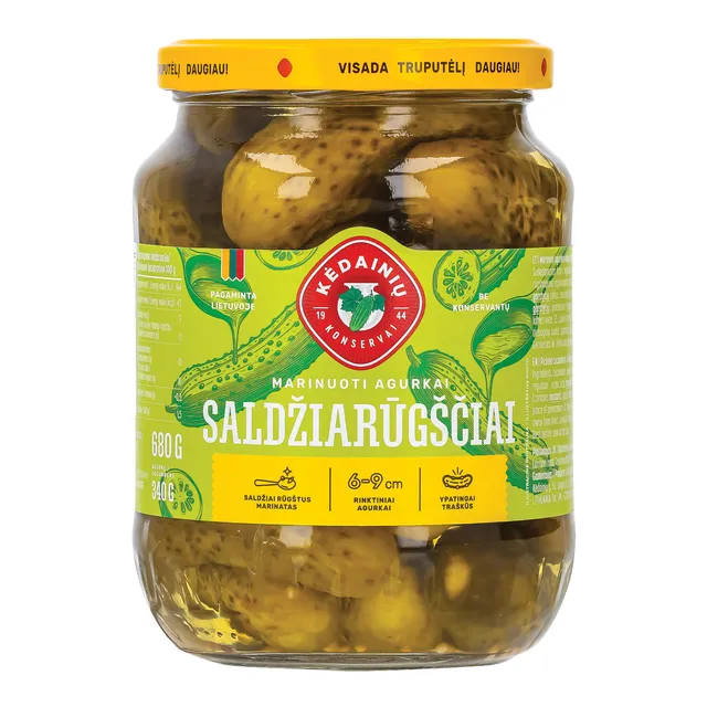 Маринованные огурцы сладко-кислые KĖDAINIŲ, 680 г