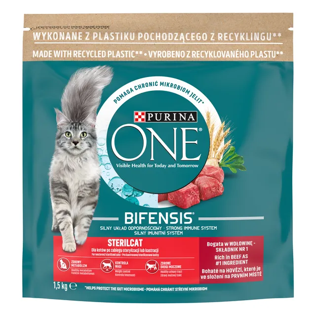 Sausas kačių ėdalas su jautiena PURINA ONE, 1,4 kg