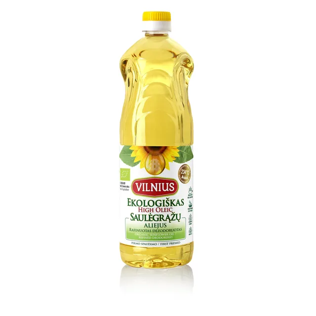 Ekologiškas saulėgrąžų aliejus VILNIUS HIGH OLEIC, 1 l