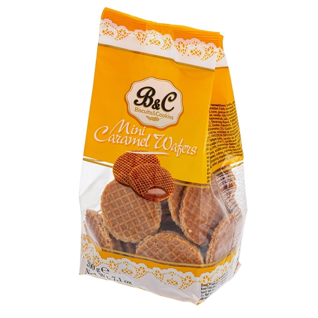 Mini Caramel Wafers B&C, 200 g