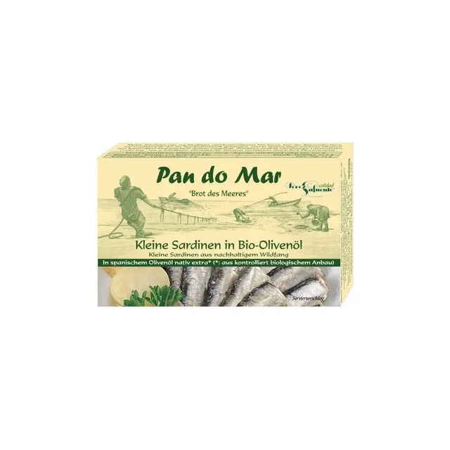 Sardines in organic olive oil PAN DO MAR, 120 g