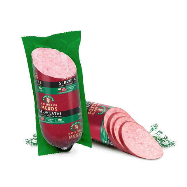 Karštai rūkyta servelatas dešra KAI NORIS MĖSOS, 400 g