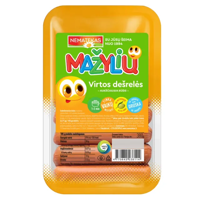 Варёные сосиски MAŽYLIŲ, 380 г
