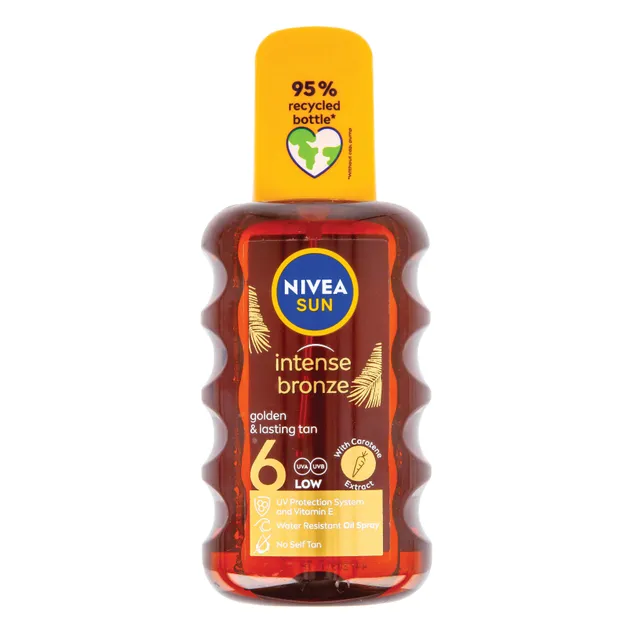 Sunscreen spray oil with carotene extract and vitamin E, SPF6, NIVEA SUN INTENSE BRONZE, 200 ml