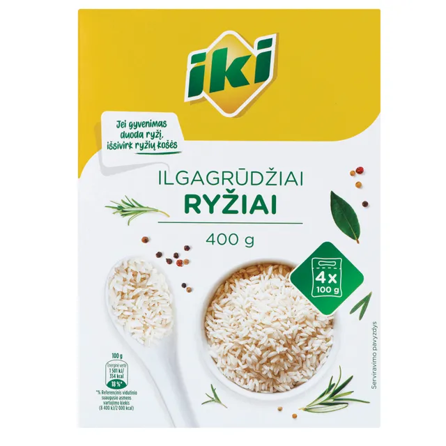 Ryžiai ilgagrūdžiai IKI, 4 x 100 g