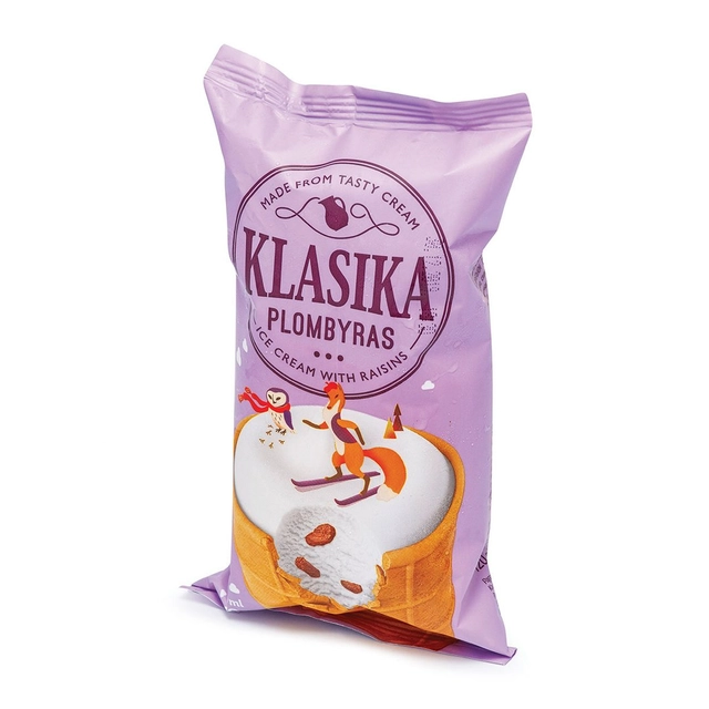 Vanilla ice cream with raisins in a waffle cup KLASIKA, 120 ml