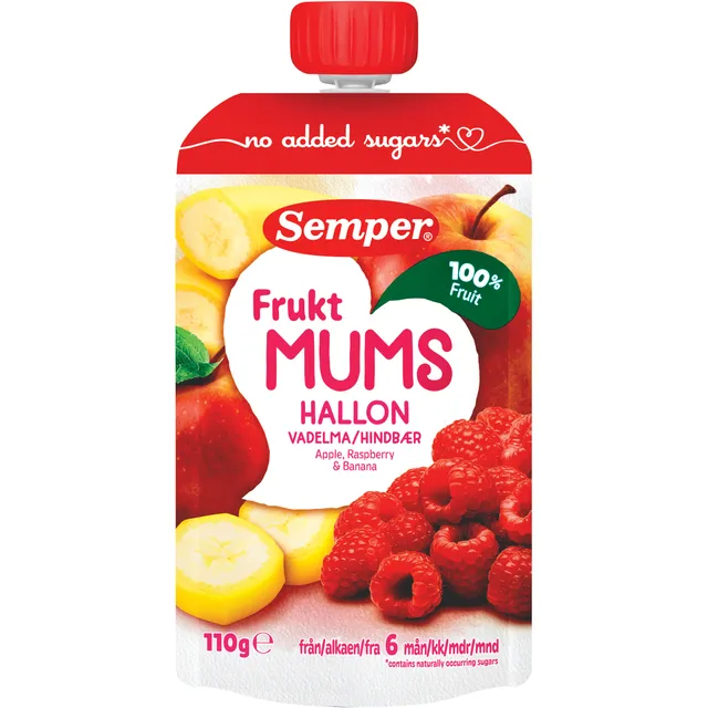 Vaisinė tyrė su avietėmis nuo 6 mėn. SEMPER, 110 g