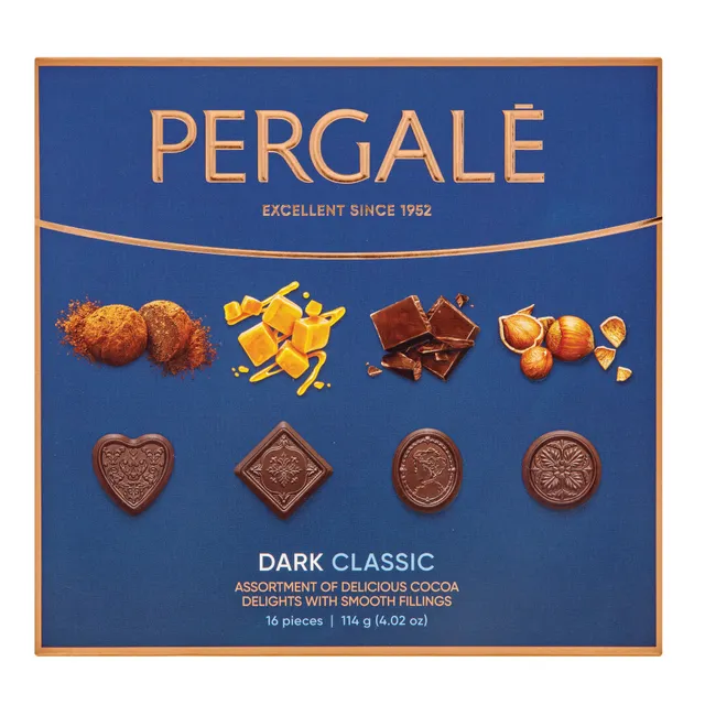 Saldainių rinkinys PERGALĖ DARK CLASSIC, 114 g