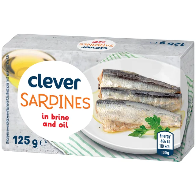 Sardinės sūryme su augaliniu aliejumi CLEVER, 125 g