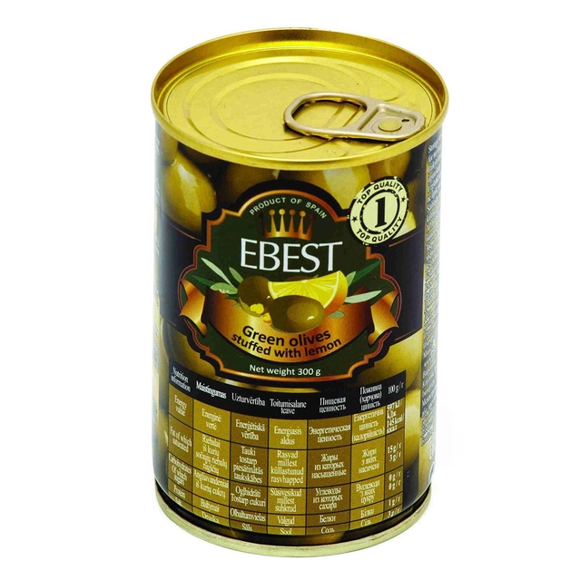 Зеленые оливки, фаршированные лимоном EBEST, 300 г