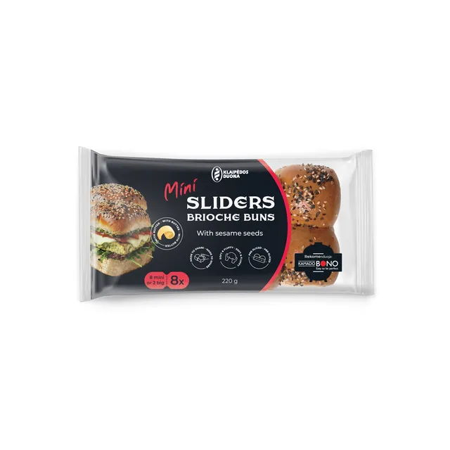 Mini bandelės su sezamo sėklomis BRIOCHE SLIDER BUNS, 220 g