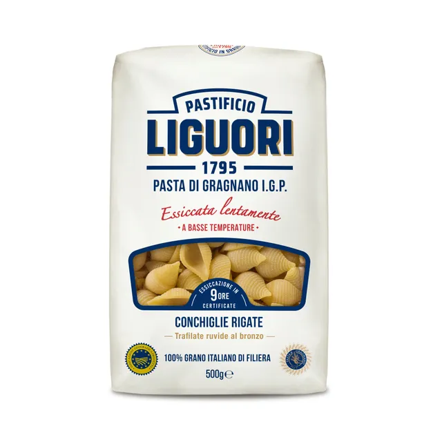 Kietagrūdžiai itališki makaronai kriauklės LIGUORI CONGHIGLIE RIGATE, 500 g