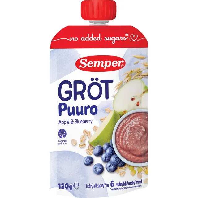 Rice, oat porridge with blueberries, apples 6 months SEMPER, 120 g