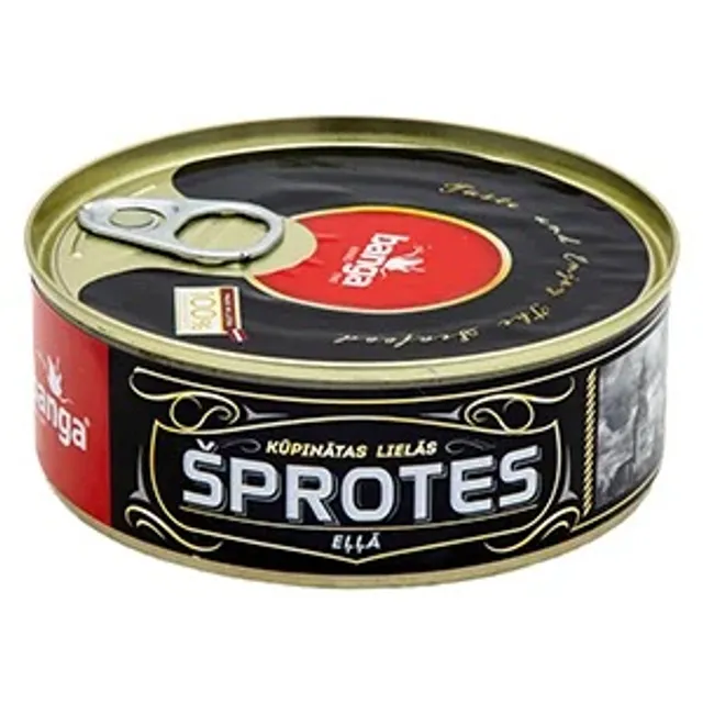 Dideli rūkyti šprotai aliejuje BANGA, 240 g