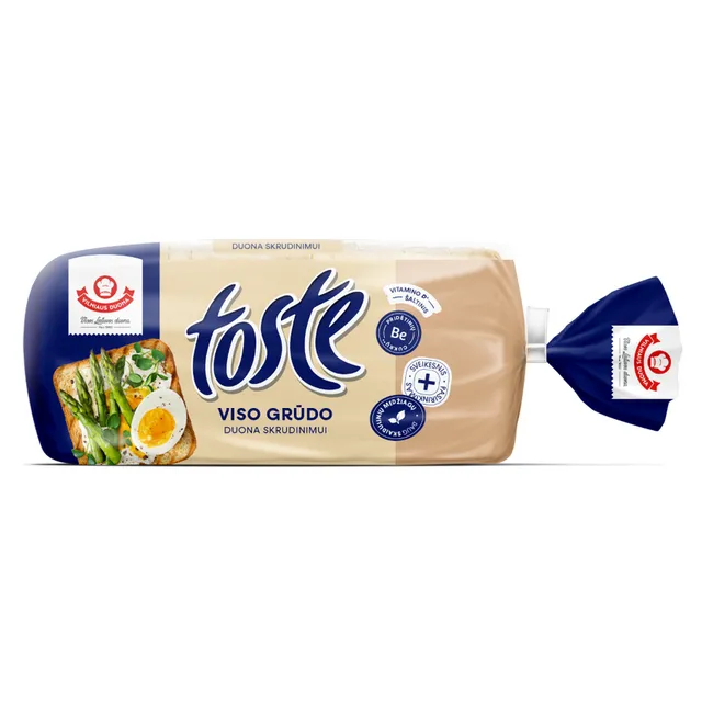 Viso grūdo dalių skrudinamoji duona TOSTE, 500 g
