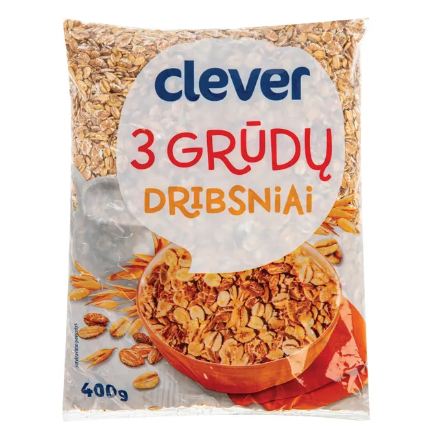 3 grūdų dribsniai CLEVER, 400 g