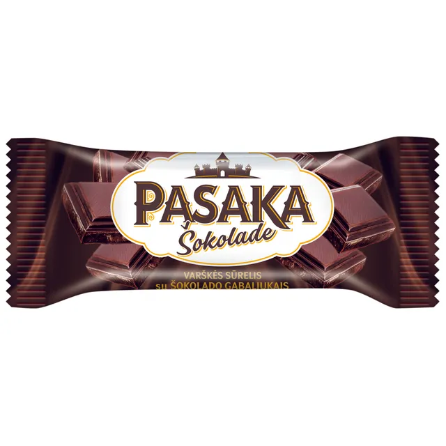 Glaistytas varškės sūrelis PASAKA su šokolado gabaliukais, 22% rieb., 40 g