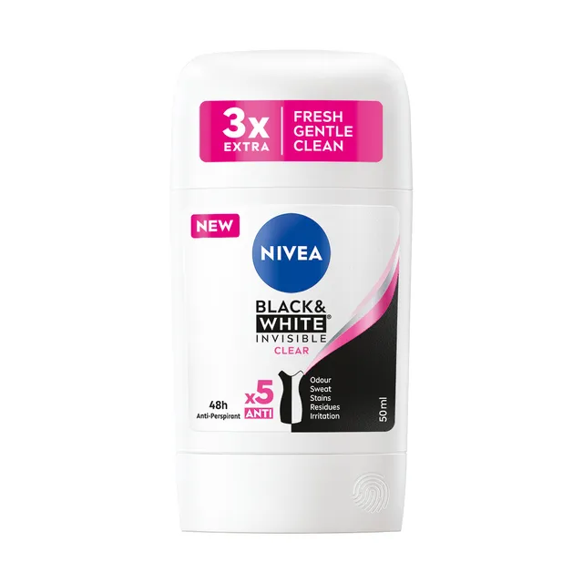 Pieštukinis antiperspirantas moterims NIVEA BLACK & WHITE CLEAR, 50 ml