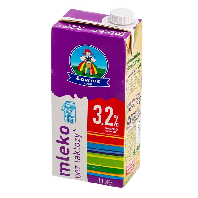 UAT pienas be laktozės LOWICZ, 3,2% rieb., 1 l