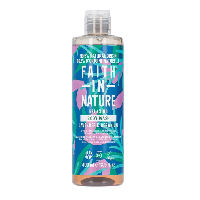 Shower gel FAITH IN NATURE LAVENDER & GERANIUM, 400 ml