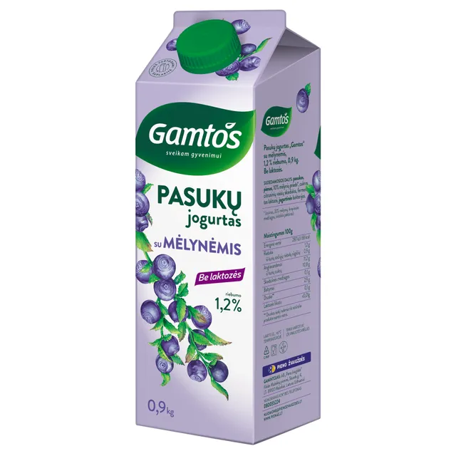 Buttermilk yogurt with blueberries, lactose-free GAMTOS, 1.2% fat, 900 g