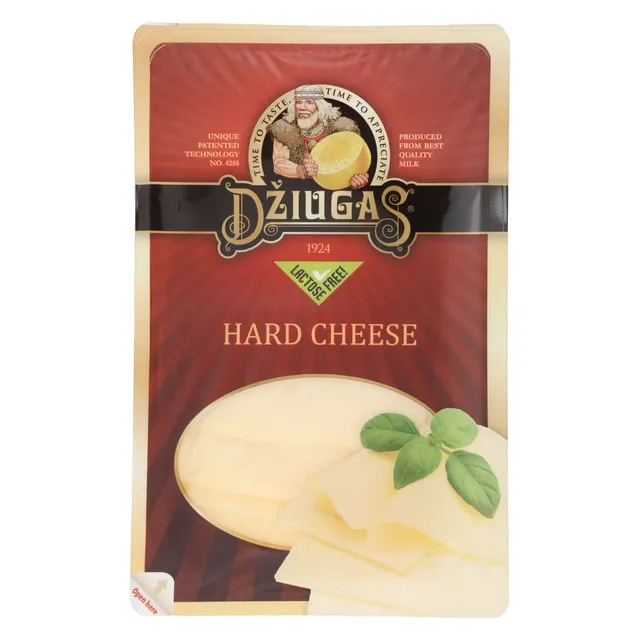 Kietas sūris pjaustytas riekutėmis DŽIUGAS, brandintas iki 12 mėnesių, 40% rieb., 150 g