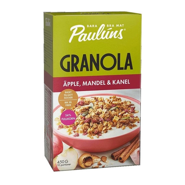 Granola su cinamonu, obuoliais ir migdolais PAULUNS, 450 g