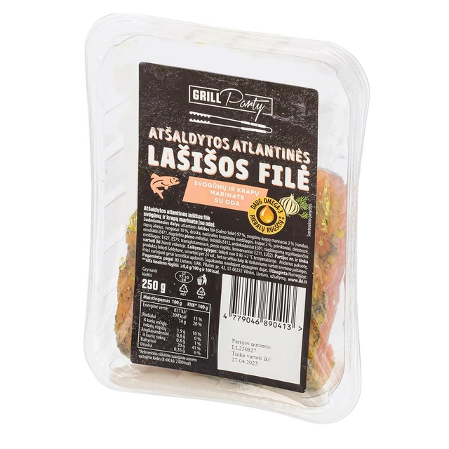 Chilled Atlantic Salmon Fillet in Onion and Dill Marinade with Skin GRILL PARTY, 250 g