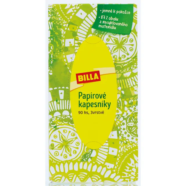Popierinės servetėlės dėžutėje BILLA, 90 vnt/3 sl.