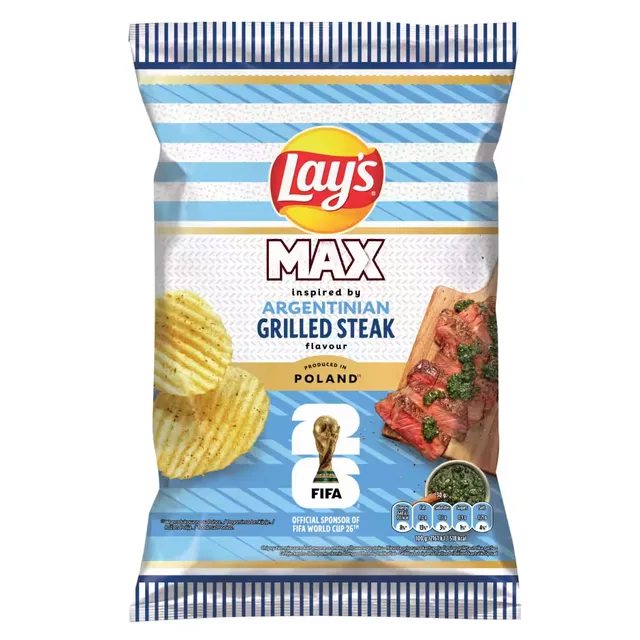 Grilyje kepto didkepsnio skonio banguoti bulvių traškučiai LAY'S MAX WAVY, 120 g