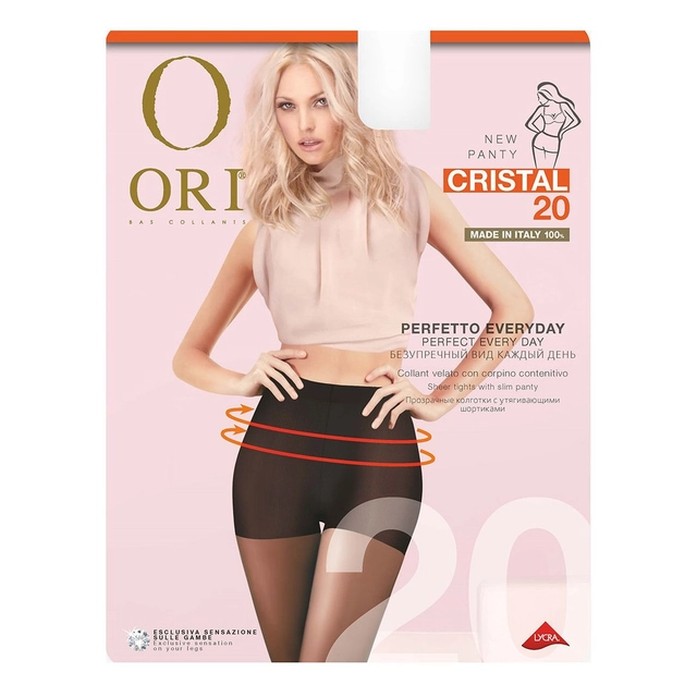 Moteriškos pėdkelnės ORI CRISTAL 20 DEN, 4 dydis, spalva NERO