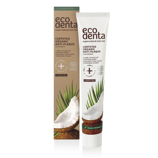 Dantų pasta nuo apnašų su kokosų aliejumi ECODENTA ORGANIC, 75 ml