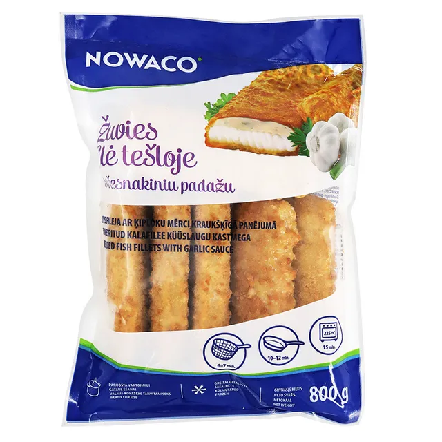 Šaldyta žuvies filė tešloje su česnakiniu padažu NOWACO, 800 g