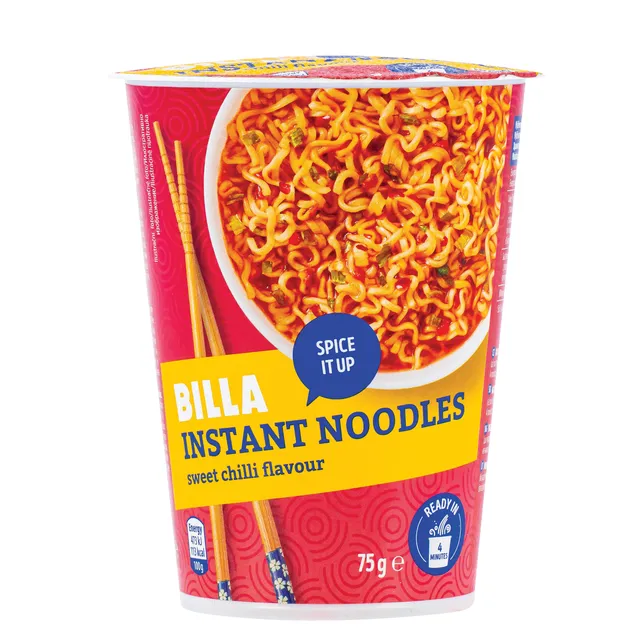 Greitai paruošiami makaronai BILLA SWEET CHILLI FLAVOUR, 75 g