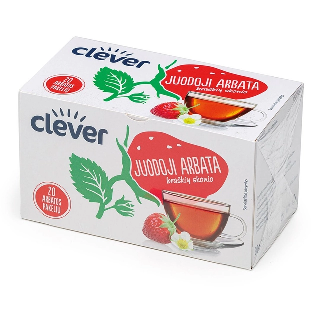 Black flavored tea strawberry flavor CLEVER, 20 pcs.