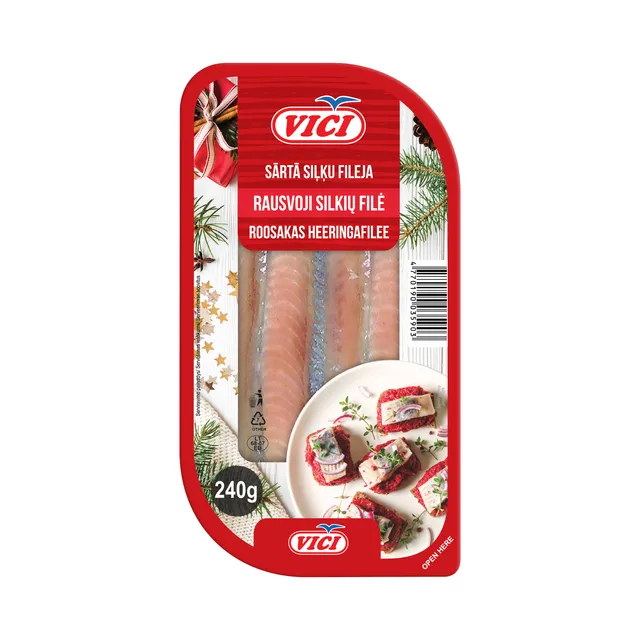 Розовая филе сельди в масле VIČI, 240 г