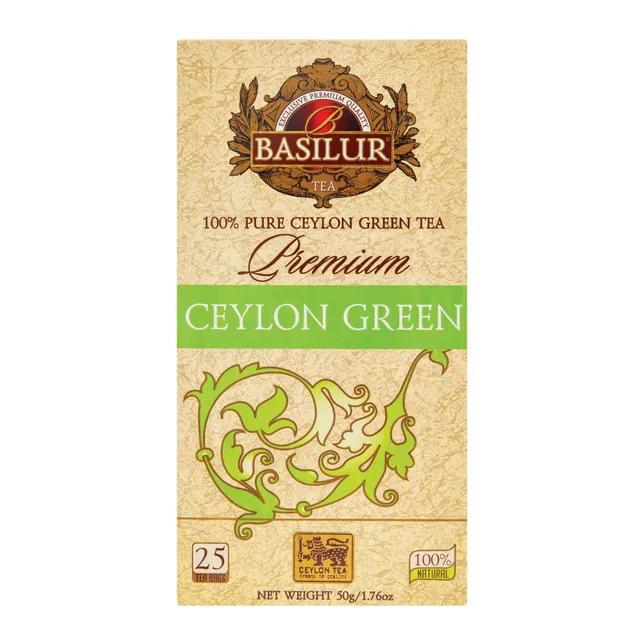 Žalioji arbata BASILUR PREMIUM COLLECTION CEYLON GREEN, 25 x 2 g