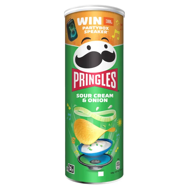 Картофельные чипсы со вкусом сметаны и лука PRINGLES, 165 г