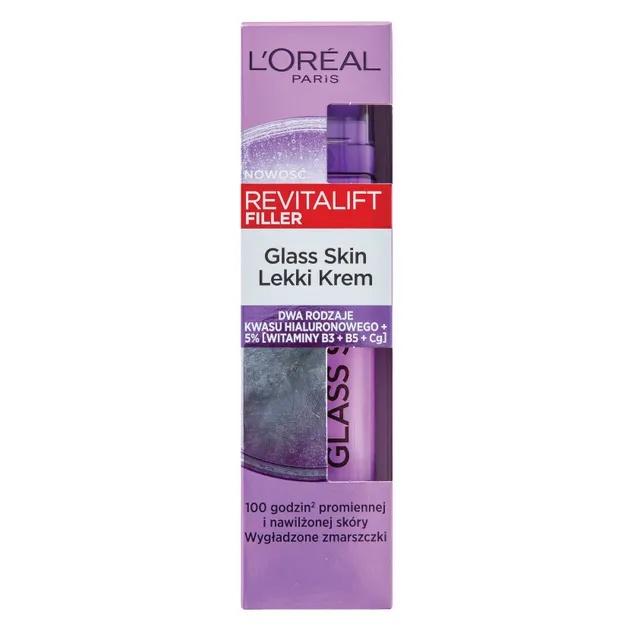 Lengvas drėkinamasis kremas L'OREAL PARIS REVITALIFT FILLER GLASS SKIN, 50 ml