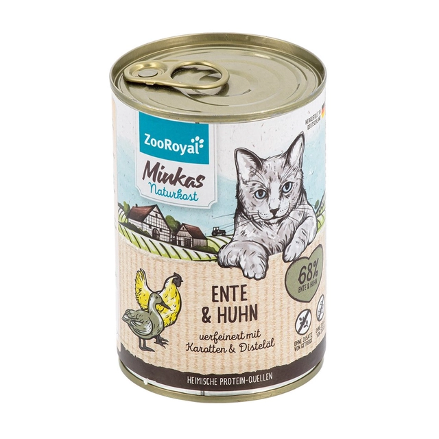 Ėdalas suaugusioms katėms su kalakutiena, vištiena, morkomis ir saulėgrąžų aliejumi MINKA'S NATURAL FOOD, 400 g