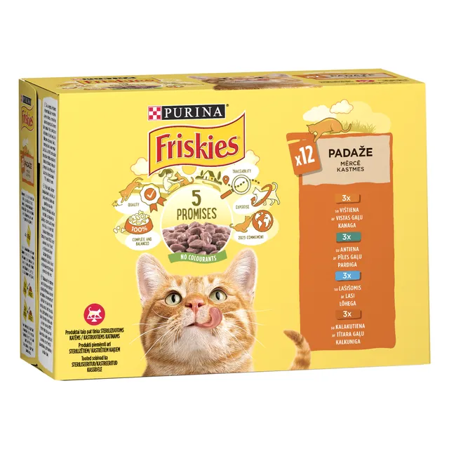 Canned complete cat food FRISKIES, 12x185 g
