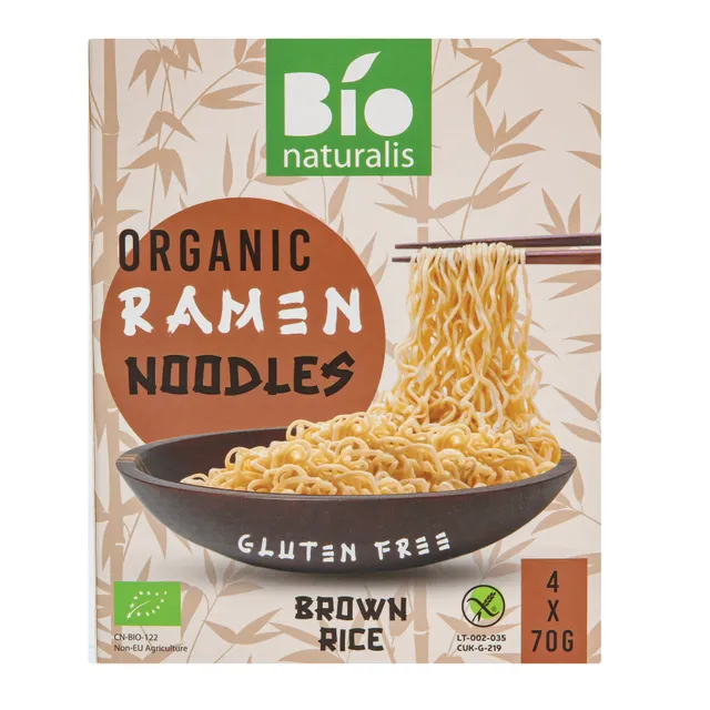 Ekologiškas rudųjų ryžių ramenas BIONATURALIS, 70 g