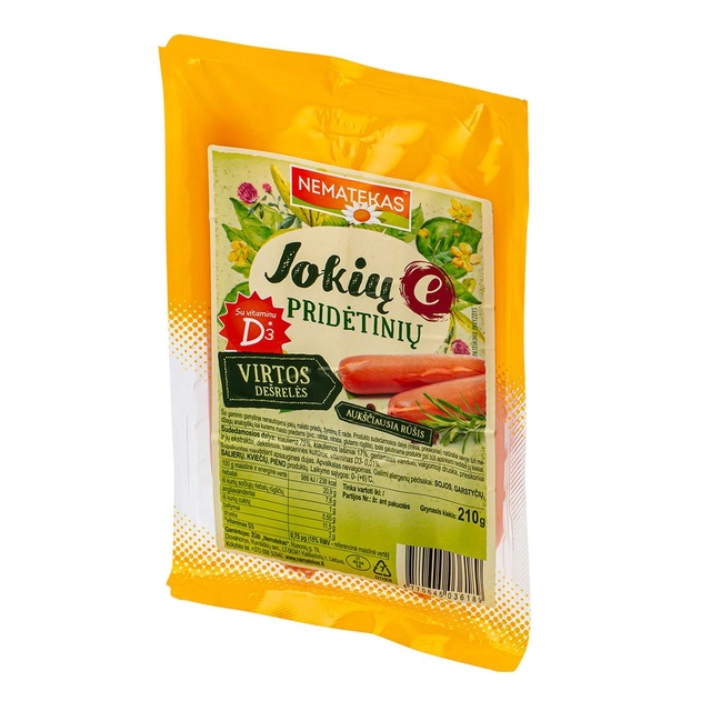 Cooked sausages NO ADDITIVES E with vitamin D, a. r., 210 g