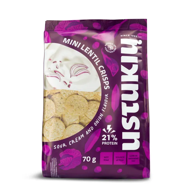 Mini lęšių trapučiai su grietinės ir svogūno skoniu, 70g