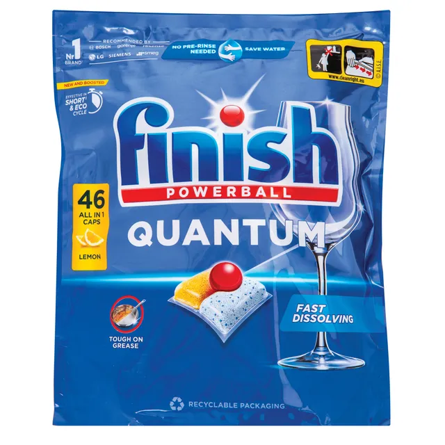 Indaplovių kapsulės FINISH QUANTUM ALL IN 1 LEMON, 40 vnt.