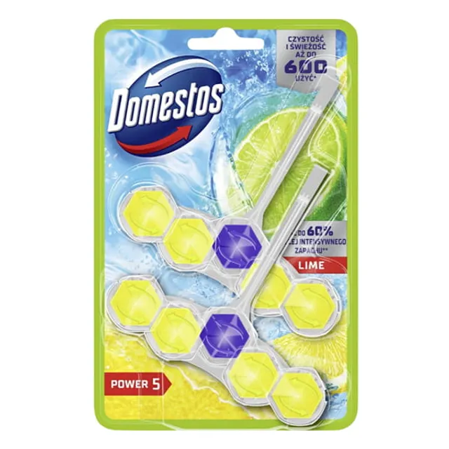 Tualeto valiklis-gaiviklis DOMESTOS POWER 5 LIME, 2 x 50 g
