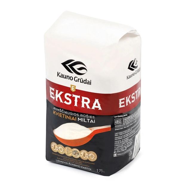 Kvietiniai miltai EKSTRA KAUNO GRŪDAI, 405 D, 1,75 kg